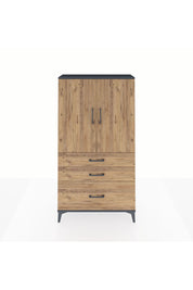 Arges Dolap Tek Raflı 3 Çekmeceli Tek Askılı 88x30x163 Antrasit-Çam