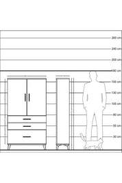 Arges Dolap Tek Raflı 3 Çekmeceli Tek Askılı 88x30x163 Antrasit-Çam