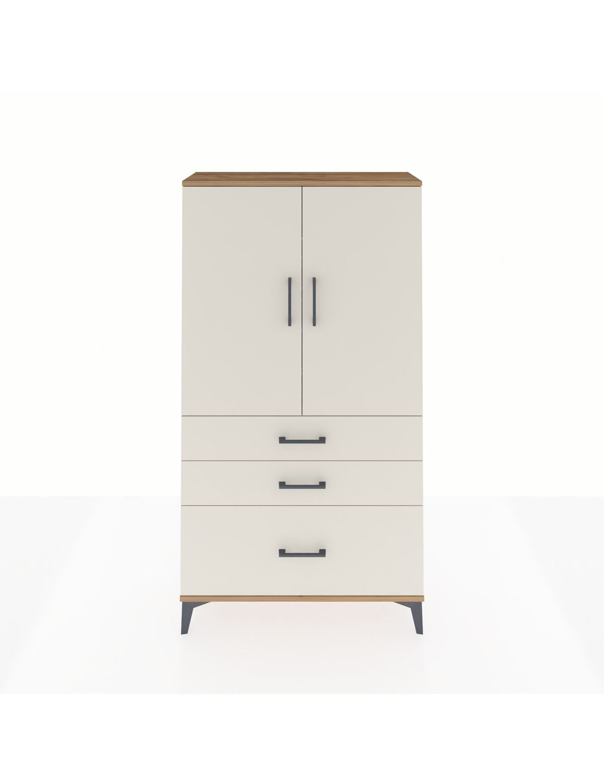 Arges Dolap Tek Raflı 3 Çekmeceli Tek Askılı 88x30x163 Çam-Aytaşı