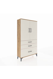 Arges Dolap Tek Raflı 3 Çekmeceli Tek Askılı 88x30x163 Çam-Aytaşı