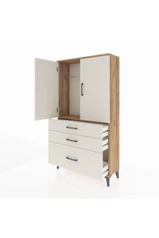 Arges Dolap Tek Raflı 3 Çekmeceli Tek Askılı 88x30x163 Çam-Aytaşı