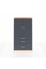 Arges Dolap Tek Raflı 3 Çekmeceli Tek Askılı 88x30x163 Çam-Antrasit