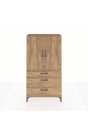 Arges Dolap Tek Raflı 3 Çekmeceli Tek Askılı 88x30x163 Çam-Çam