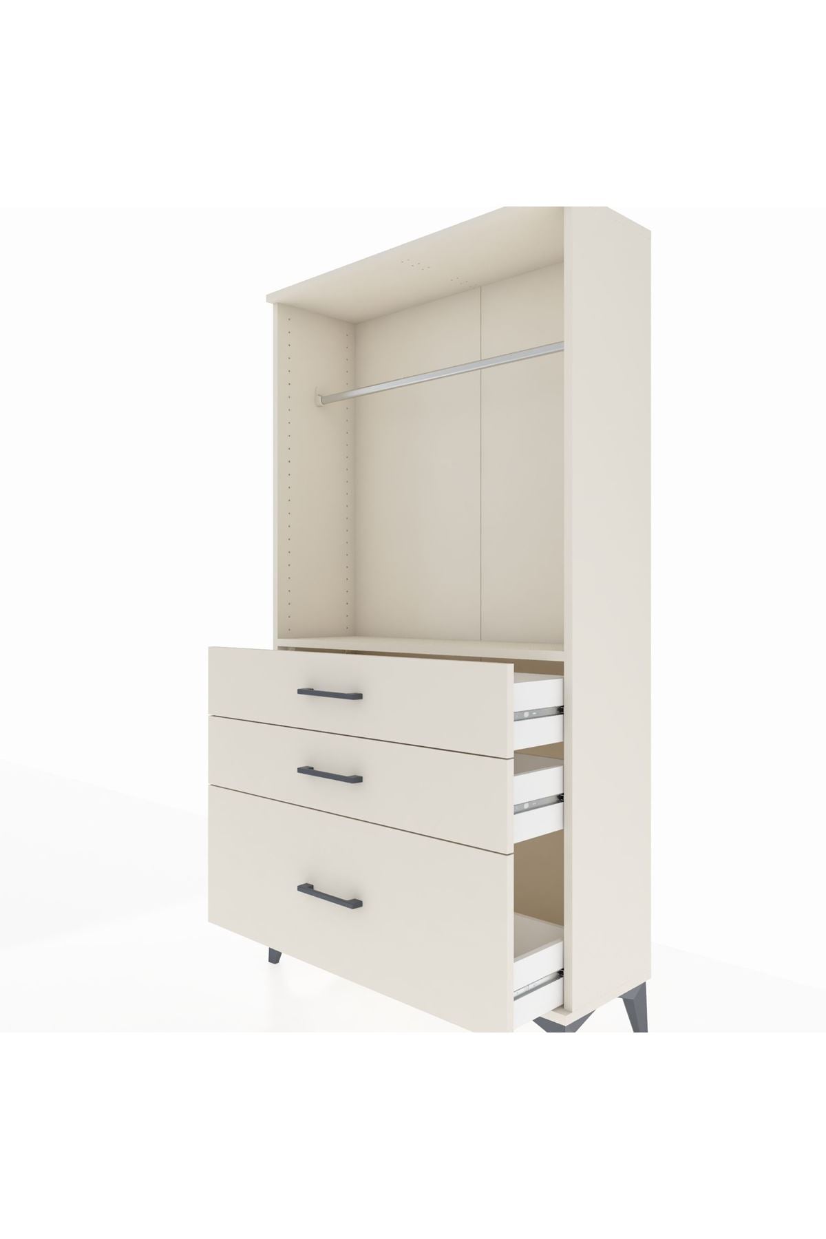Arges Dolap Tek Raflı 3 Çekmeceli Tek Askılı 88x30x163 Aytaşı-Aytaşı