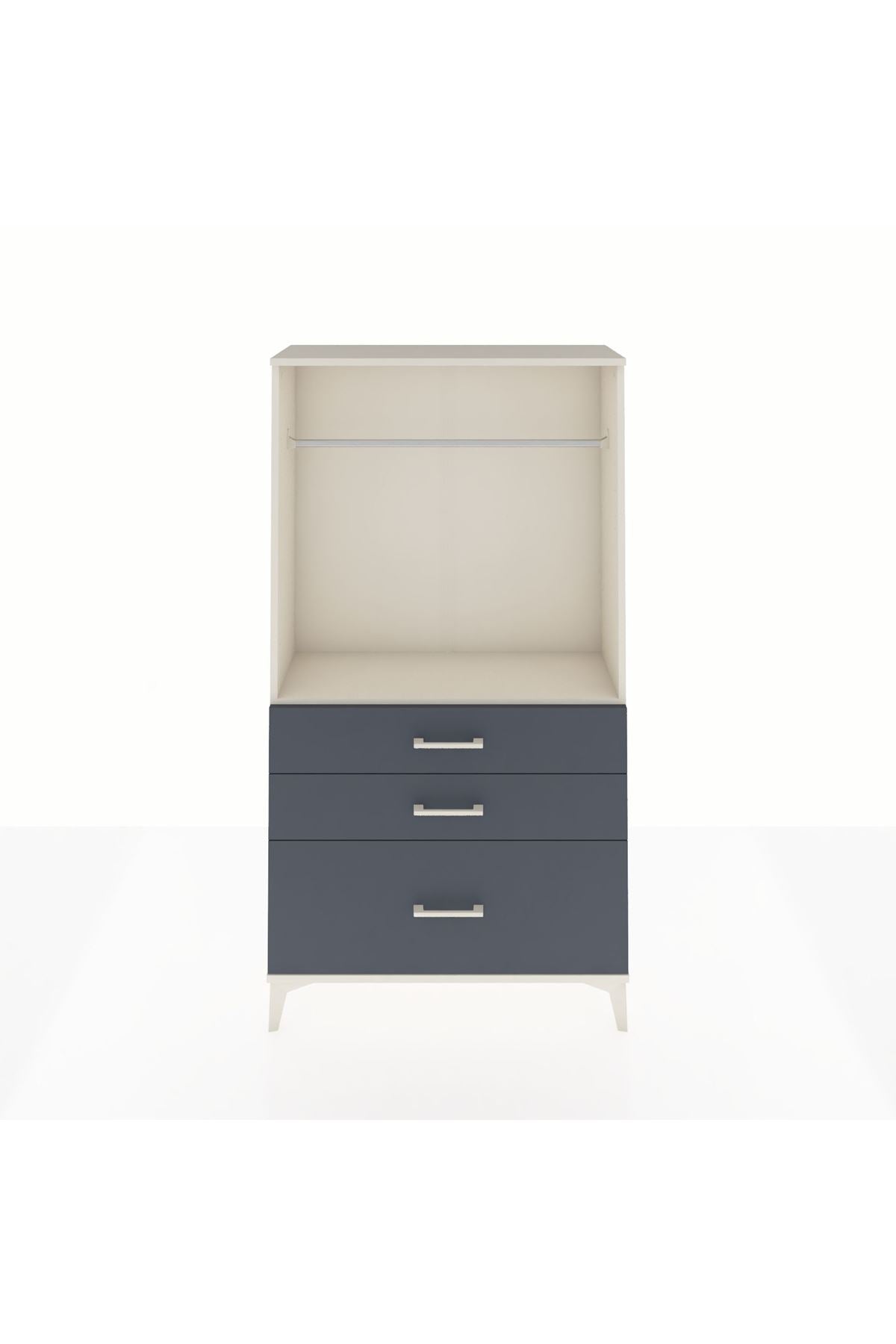 Arges Dolap Tek Raflı 3 Çekmeceli Tek Askılı 88x30x163 Aytaşı-Antrasit