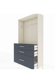 Arges Dolap Tek Raflı 3 Çekmeceli Tek Askılı 88x30x163 Aytaşı-Antrasit