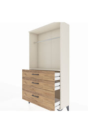 Arges Dolap Tek Raflı 3 Çekmeceli Tek Askılı 88x30x163 Aytaşı-Çam