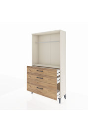 Arges Dolap Tek Raflı 3 Çekmeceli Tek Askılı 88x30x163 Aytaşı-Çam