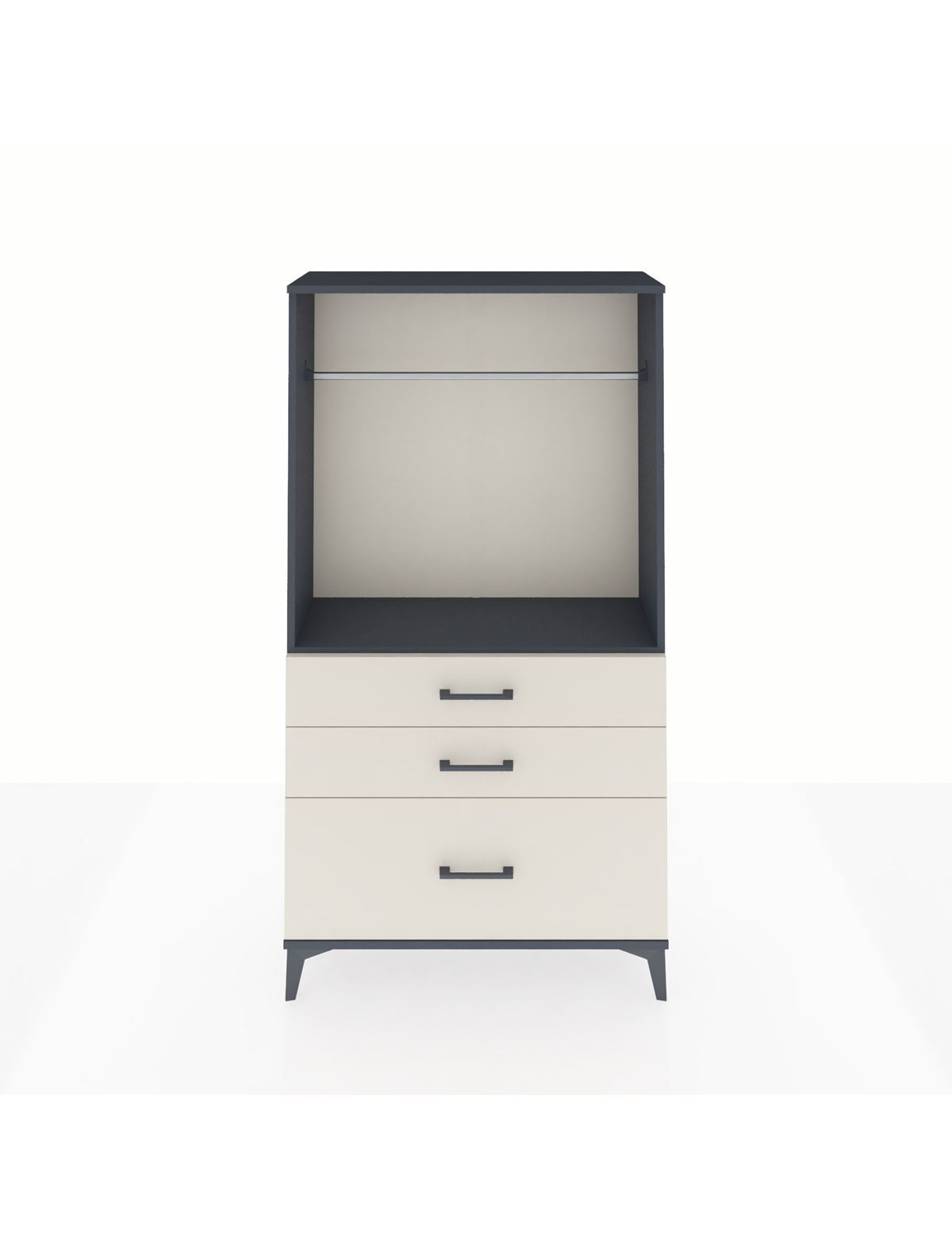 Arges Dolap Tek Raflı 3 Çekmeceli Tek Askılı 88x30x163 Antrasit-Aytaşı