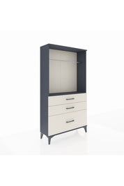 Arges Dolap Tek Raflı 3 Çekmeceli Tek Askılı 88x30x163 Antrasit-Aytaşı