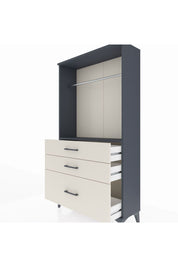 Arges Dolap Tek Raflı 3 Çekmeceli Tek Askılı 88x30x163 Antrasit-Aytaşı