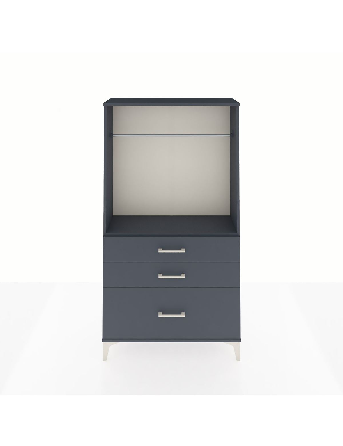 Arges Dolap Tek Raflı 3 Çekmeceli Tek Askılı 88x30x163 Antrasit-Antrasit