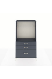 Arges Dolap Tek Raflı 3 Çekmeceli Tek Askılı 88x30x163 Antrasit-Antrasit