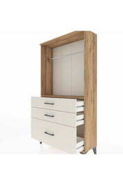 Arges Dolap Tek Raflı 3 Çekmeceli Tek Askılı 88x30x163 Çam-Aytaşı