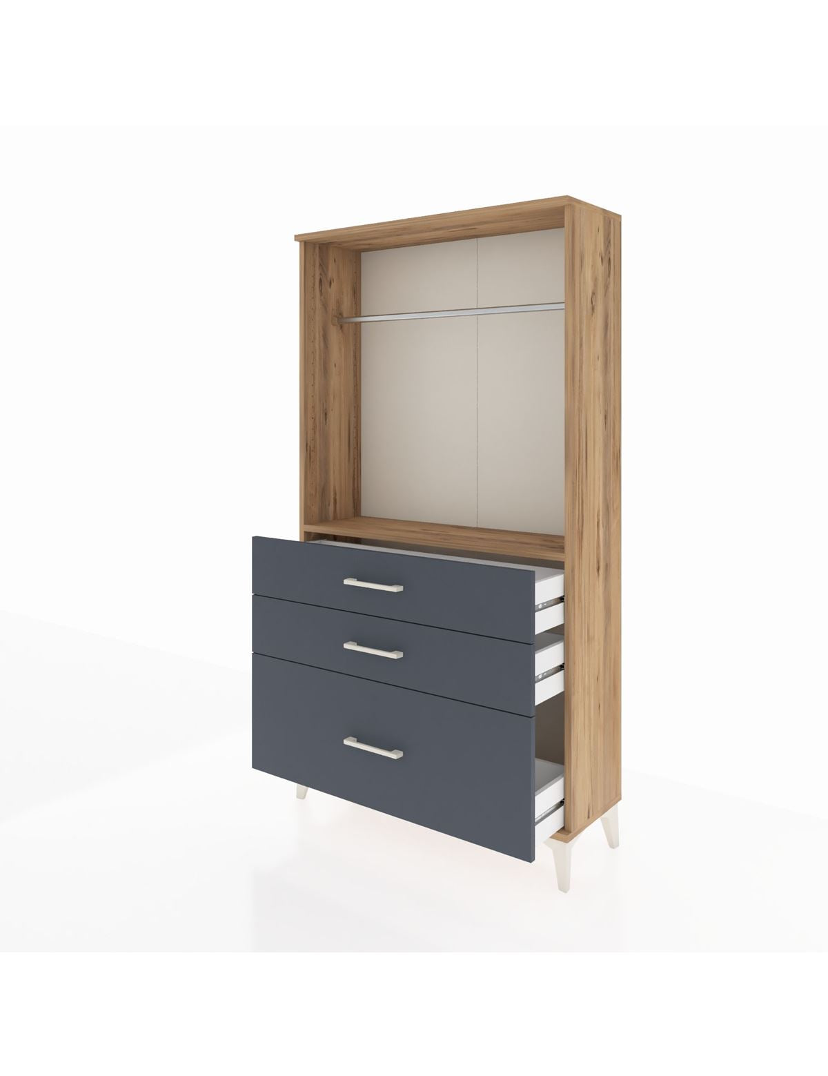 Arges Dolap Tek Raflı 3 Çekmeceli Tek Askılı 88x30x163 - S21M114V8A