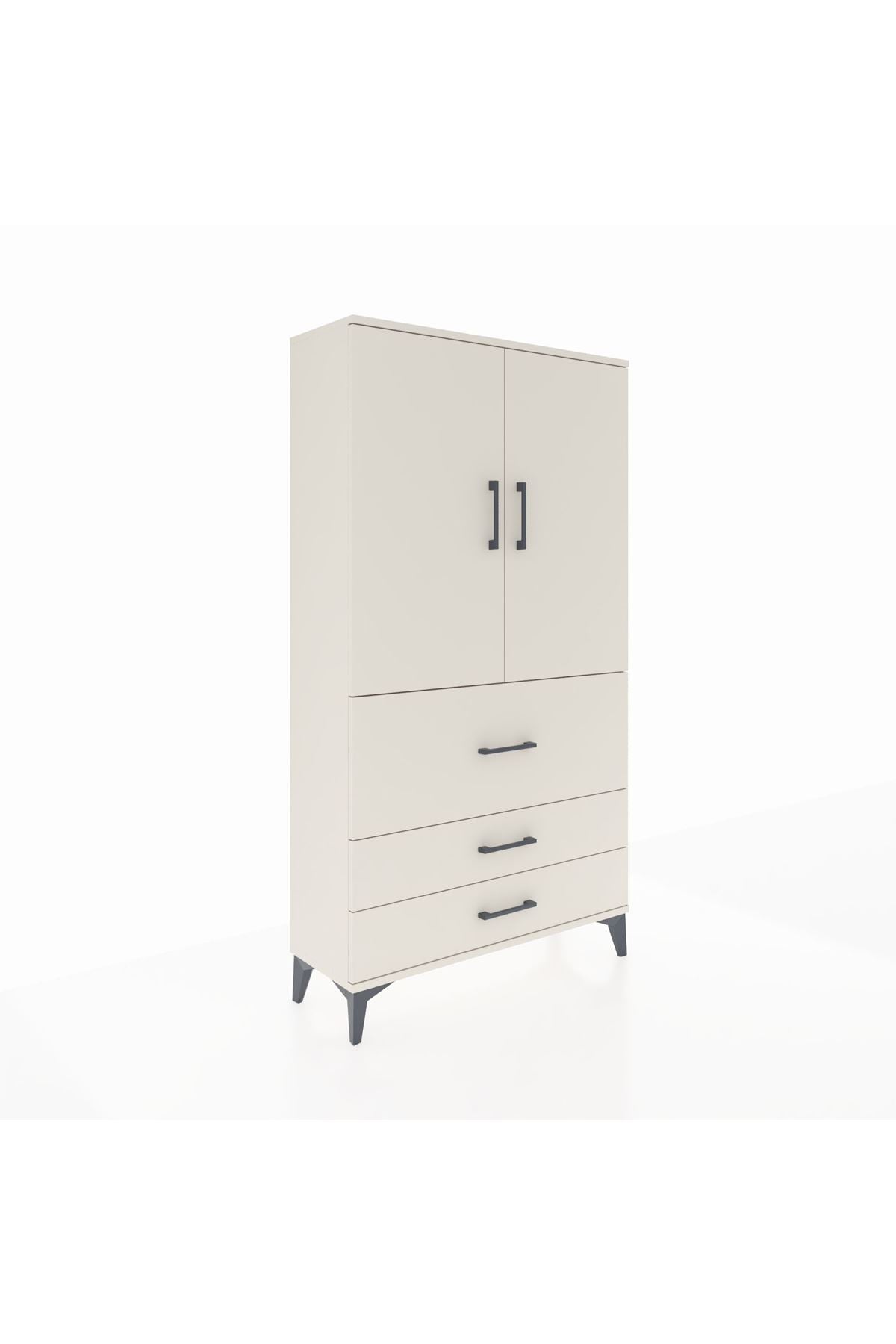 Arges Dolap Tek Raflı 3 Çekmeceli Tek Askılı 88x30x163 Aytaşı-Aytaşı