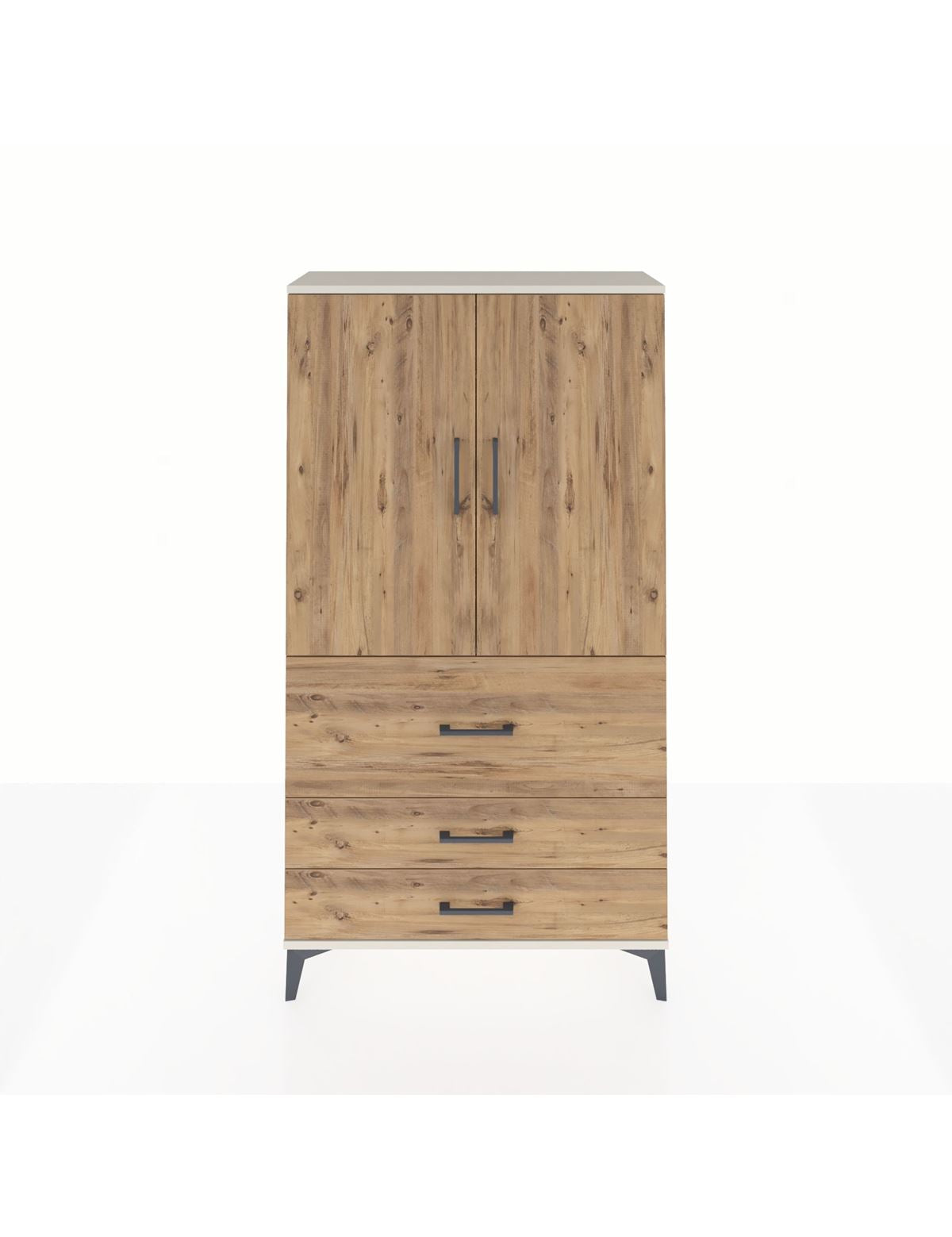 Arges Dolap Tek Raflı 3 Çekmeceli Tek Askılı 88x30x163 Aytaşı-Çam