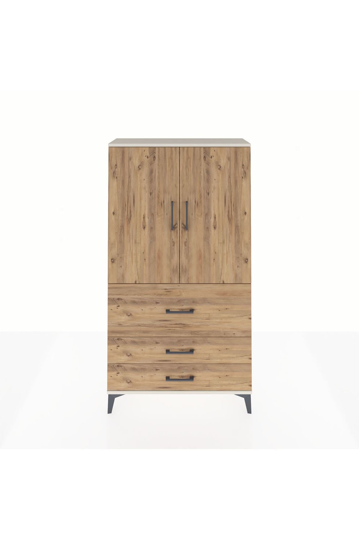 Arges Dolap Tek Raflı 3 Çekmeceli Tek Askılı 88x30x163 Aytaşı-Çam