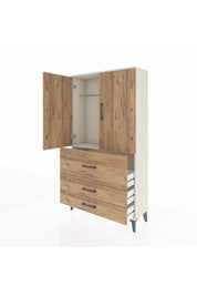 Arges Dolap Tek Raflı 3 Çekmeceli Tek Askılı 88x30x163 Aytaşı-Çam