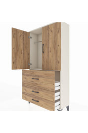 Arges Dolap Tek Raflı 3 Çekmeceli Tek Askılı 88x30x163 Aytaşı-Çam