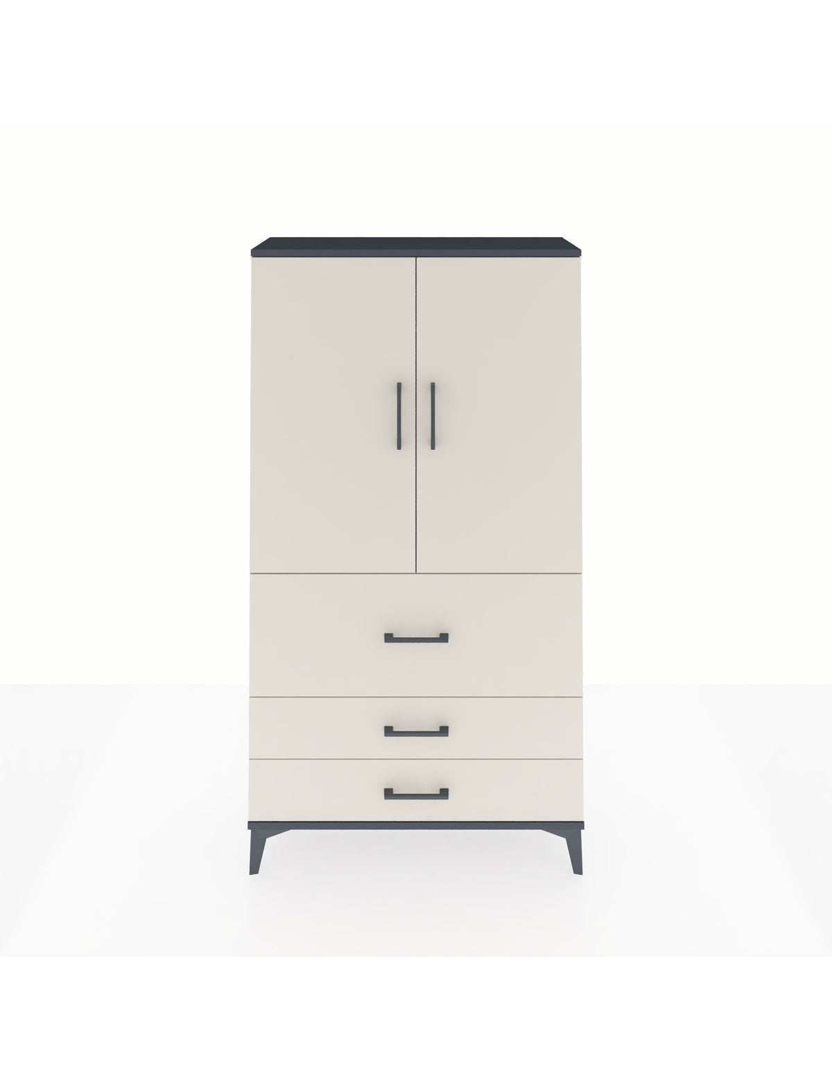 Arges Dolap Tek Raflı 3 Çekmeceli Tek Askılı 88x30x163 Antrasit-Aytaşı