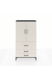 Arges Dolap Tek Raflı 3 Çekmeceli Tek Askılı 88x30x163 Antrasit-Aytaşı