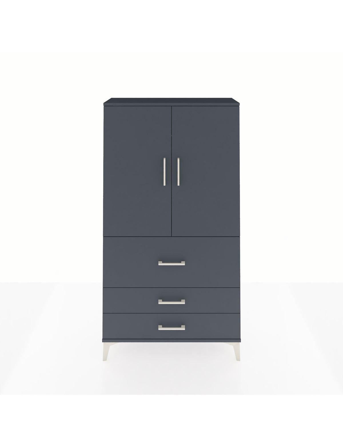 Arges Dolap Tek Raflı 3 Çekmeceli Tek Askılı 88x30x163 Antrasit-Antrasit