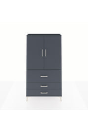 Arges Dolap Tek Raflı 3 Çekmeceli Tek Askılı 88x30x163 Antrasit-Antrasit