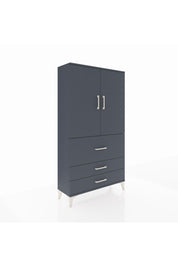 Arges Dolap Tek Raflı 3 Çekmeceli Tek Askılı 88x30x163 Antrasit-Antrasit