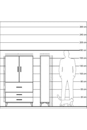 Arges Dolap Tek Raflı 3 Çekmeceli Tek Askılı 88x30x163 Antrasit-Antrasit