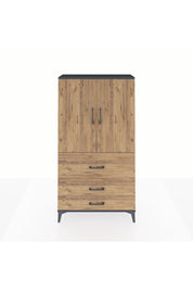 Arges Dolap Tek Raflı 3 Çekmeceli Tek Askılı 88x30x163 Antrasit-Çam