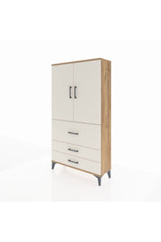 Arges Dolap Tek Raflı 3 Çekmeceli Tek Askılı 88x30x163 Çam-Aytaşı