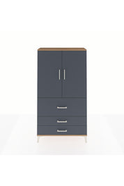 Arges Dolap Tek Raflı 3 Çekmeceli Tek Askılı 88x30x163 Çam-Antrasit