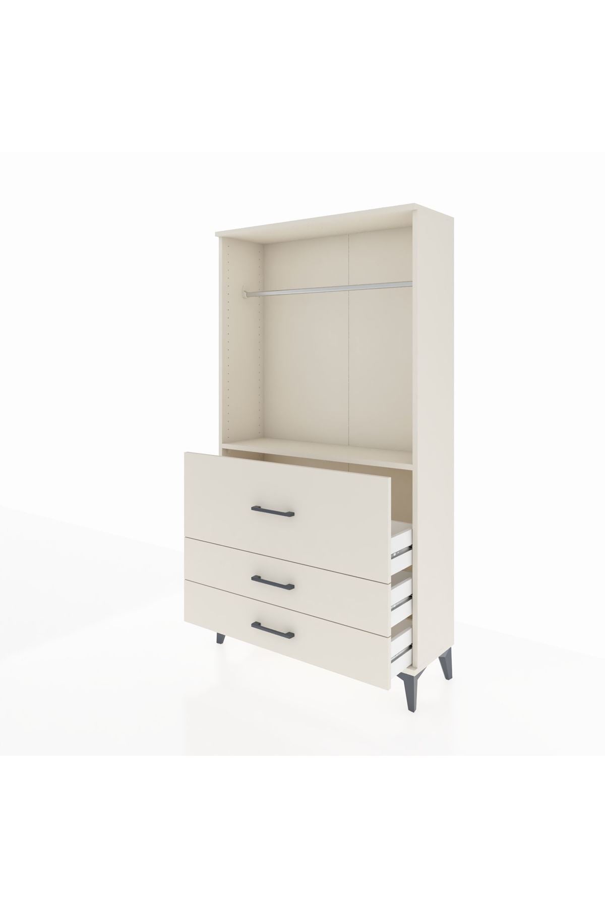 Arges Dolap Tek Raflı 3 Çekmeceli Tek Askılı 88x30x163 Aytaşı-Aytaşı