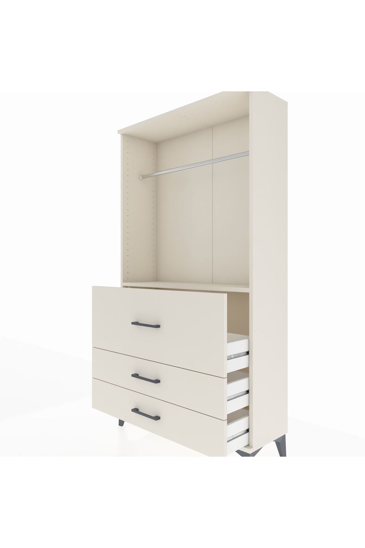 Arges Dolap Tek Raflı 3 Çekmeceli Tek Askılı 88x30x163 Aytaşı-Aytaşı