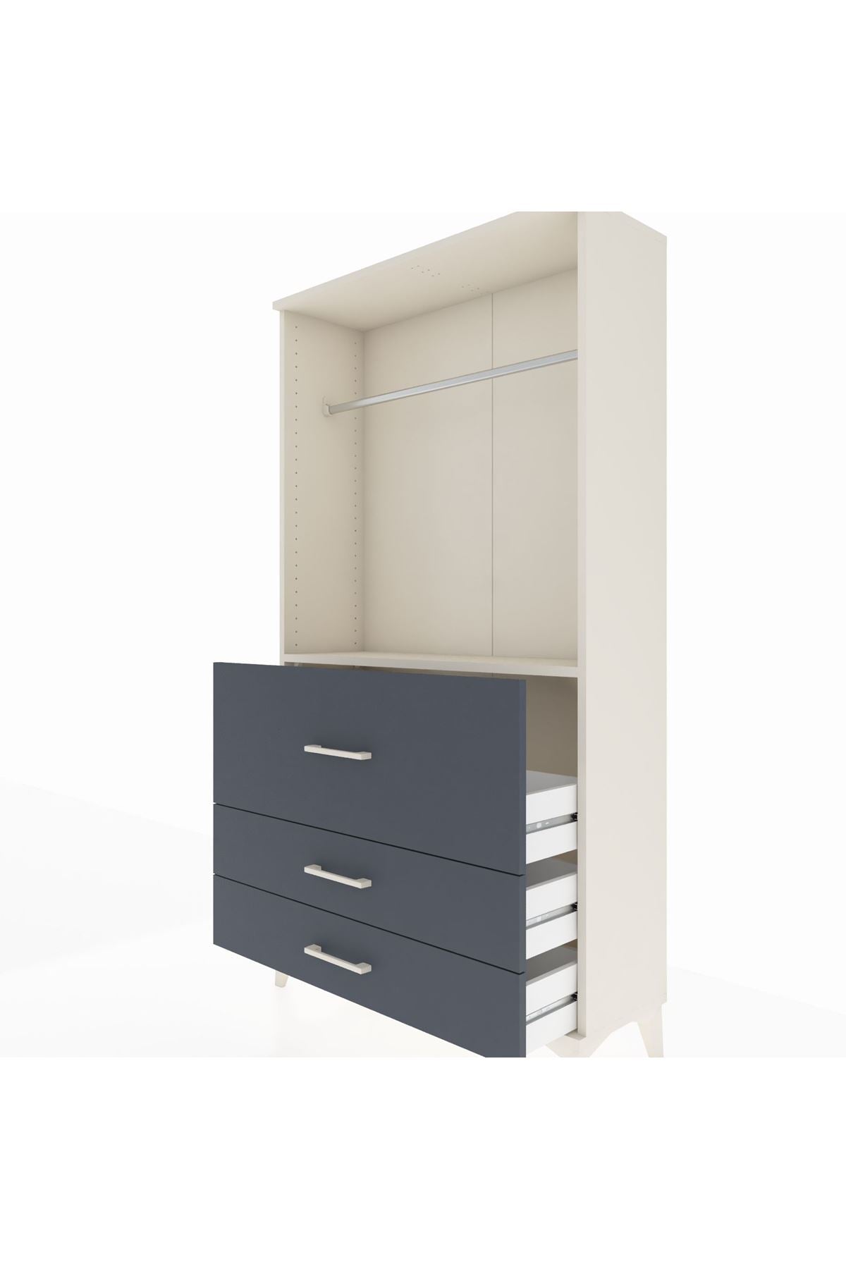 Arges Dolap Tek Raflı 3 Çekmeceli Tek Askılı 88x30x163 Aytaşı-Antrasit