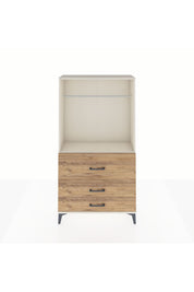 Arges Dolap Tek Raflı 3 Çekmeceli Tek Askılı 88x30x163 Aytaşı-Çam