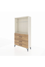 Arges Dolap Tek Raflı 3 Çekmeceli Tek Askılı 88x30x163 Aytaşı-Çam