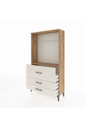 Arges Dolap Tek Raflı 3 Çekmeceli Tek Askılı 88x30x163 Çam-Aytaşı