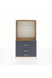 Arges Dolap Tek Raflı 3 Çekmeceli Tek Askılı 88x30x163 Çam-Antrasit