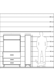 Arges Dolap Tek Raflı 3 Çekmeceli Tek Askılı 88x30x163 Çam-Çam