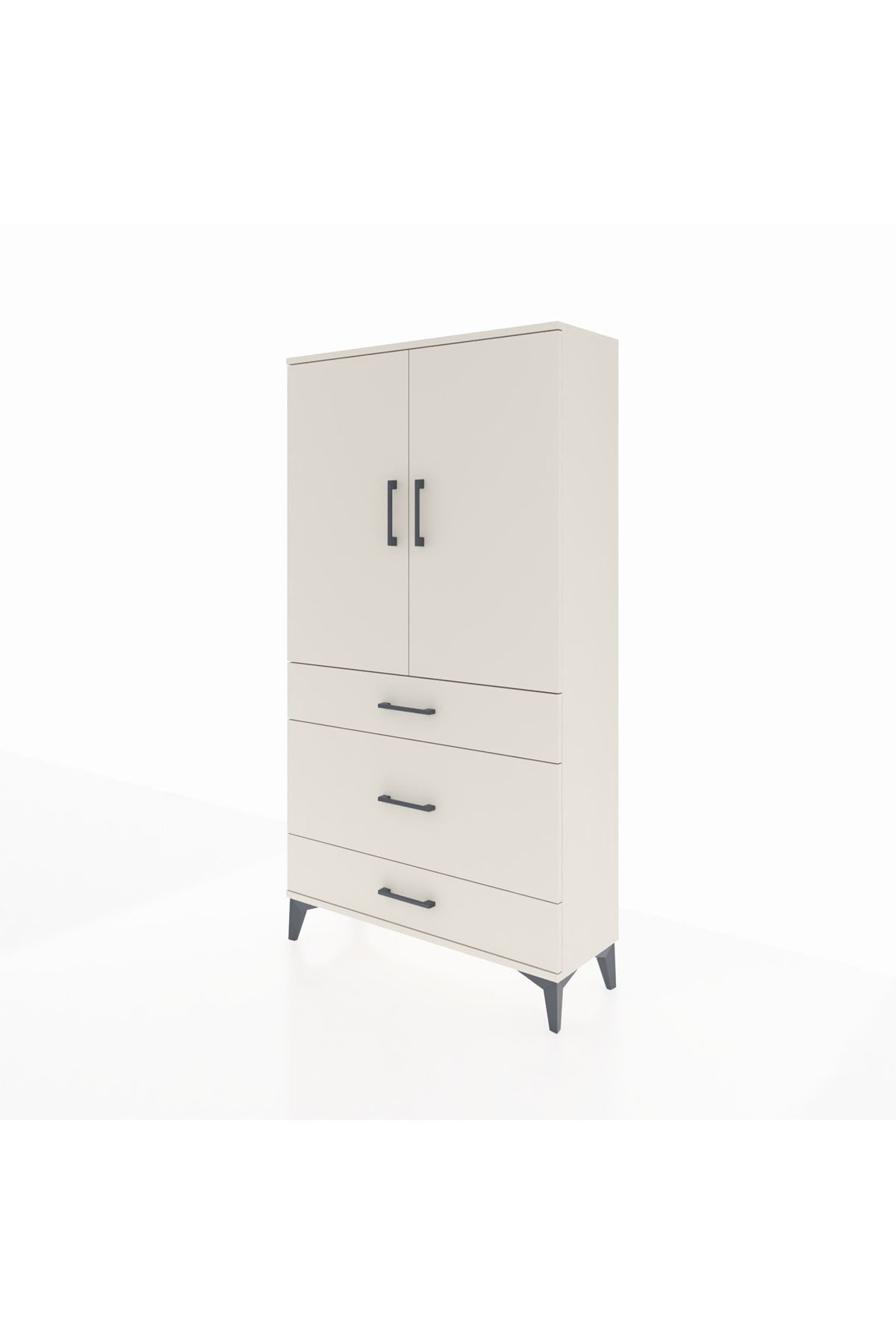 Arges Dolap Tek Raflı 3 Çekmeceli Tek Askılı 88x30x163 Aytaşı-Aytaşı