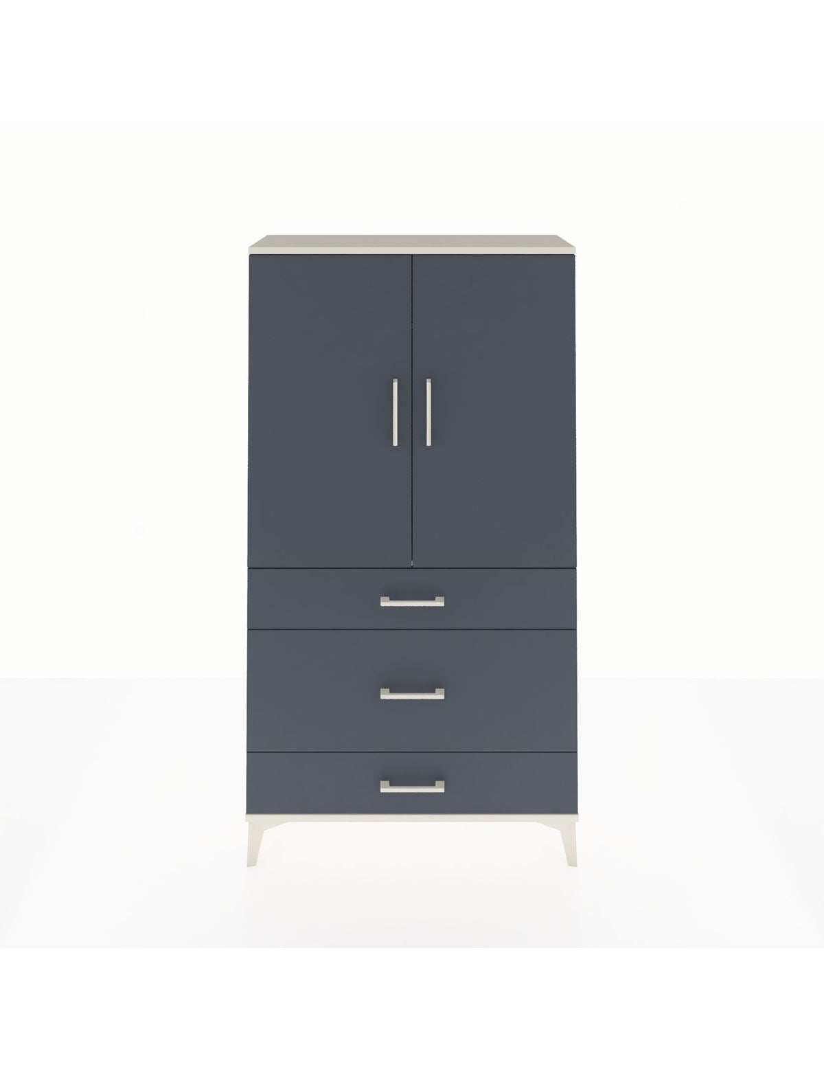 Arges Dolap Tek Raflı 3 Çekmeceli Tek Askılı 88x30x163 Aytaşı-Antrasit