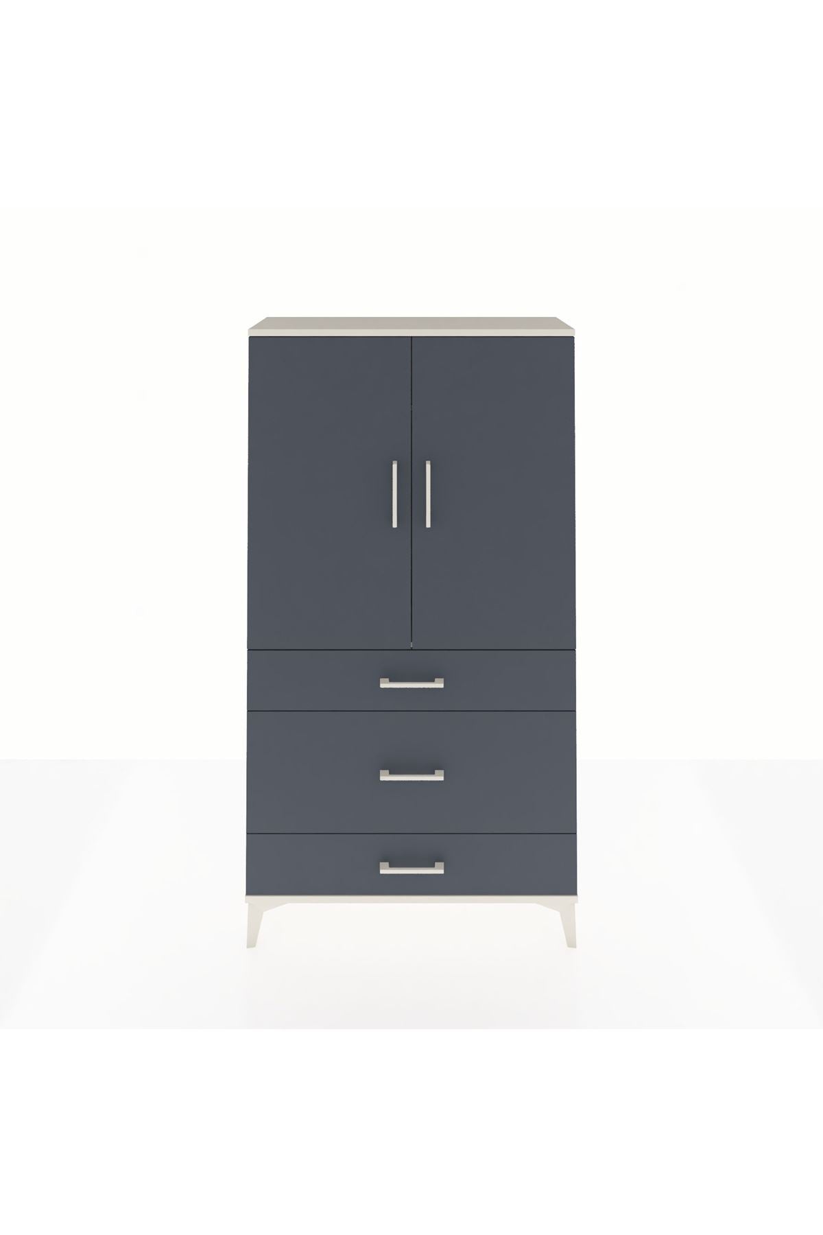 Arges Dolap Tek Raflı 3 Çekmeceli Tek Askılı 88x30x163 Aytaşı-Antrasit