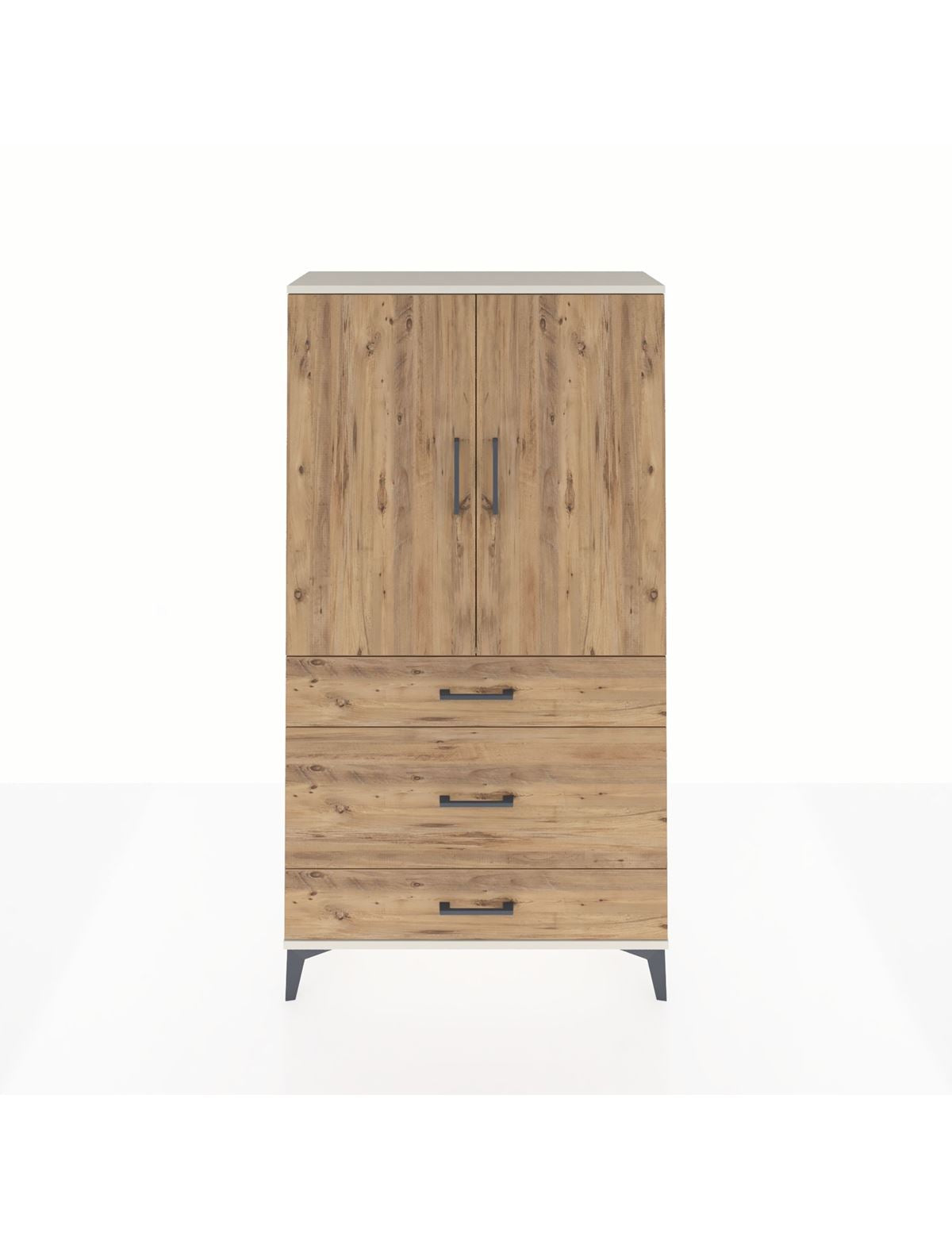 Arges Dolap Tek Raflı 3 Çekmeceli Tek Askılı 88x30x163 Aytaşı-Çam