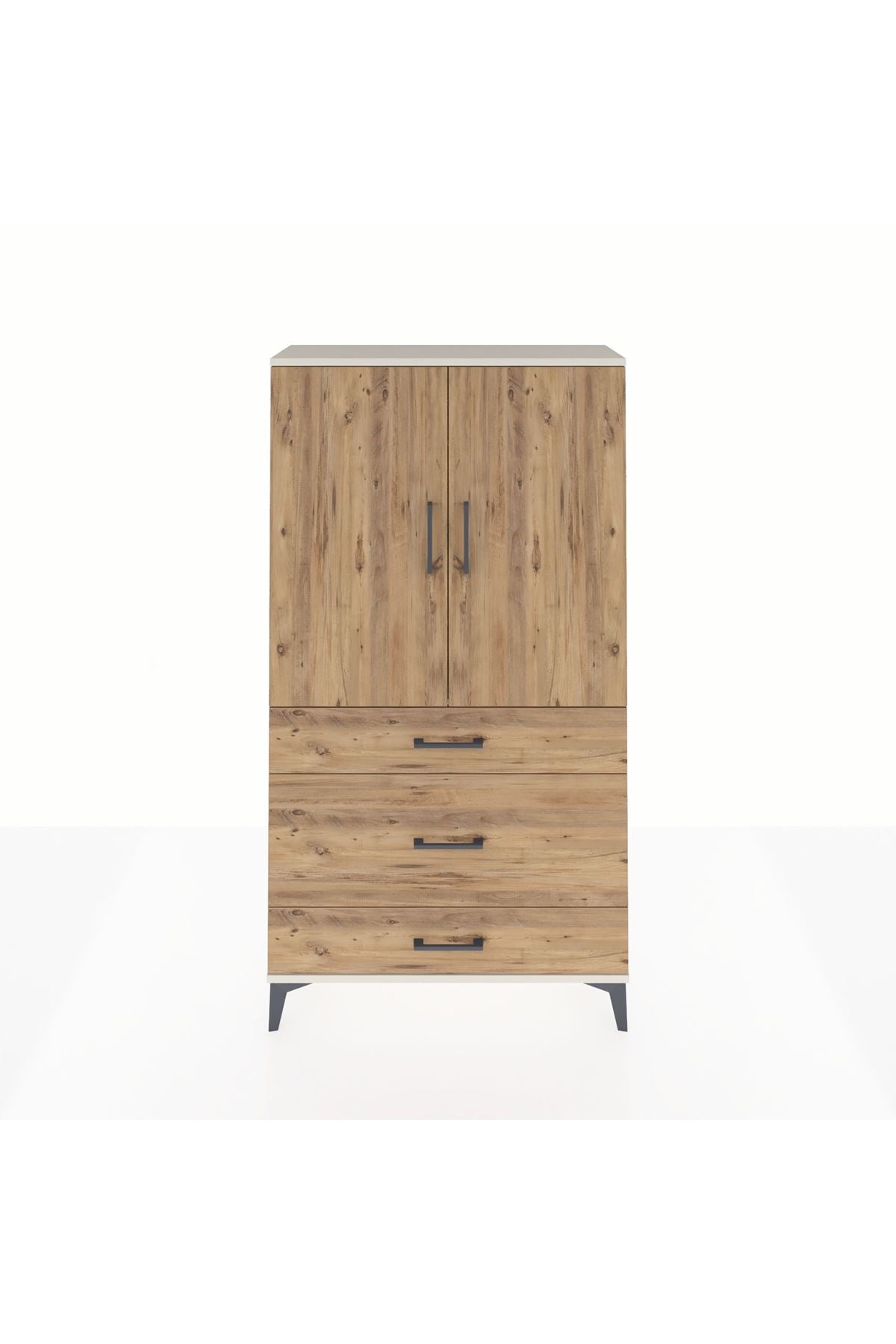 Arges Dolap Tek Raflı 3 Çekmeceli Tek Askılı 88x30x163 Aytaşı-Çam