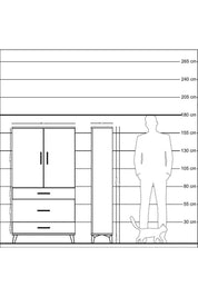 Arges Dolap Tek Raflı 3 Çekmeceli Tek Askılı 88x30x163 Aytaşı-Çam