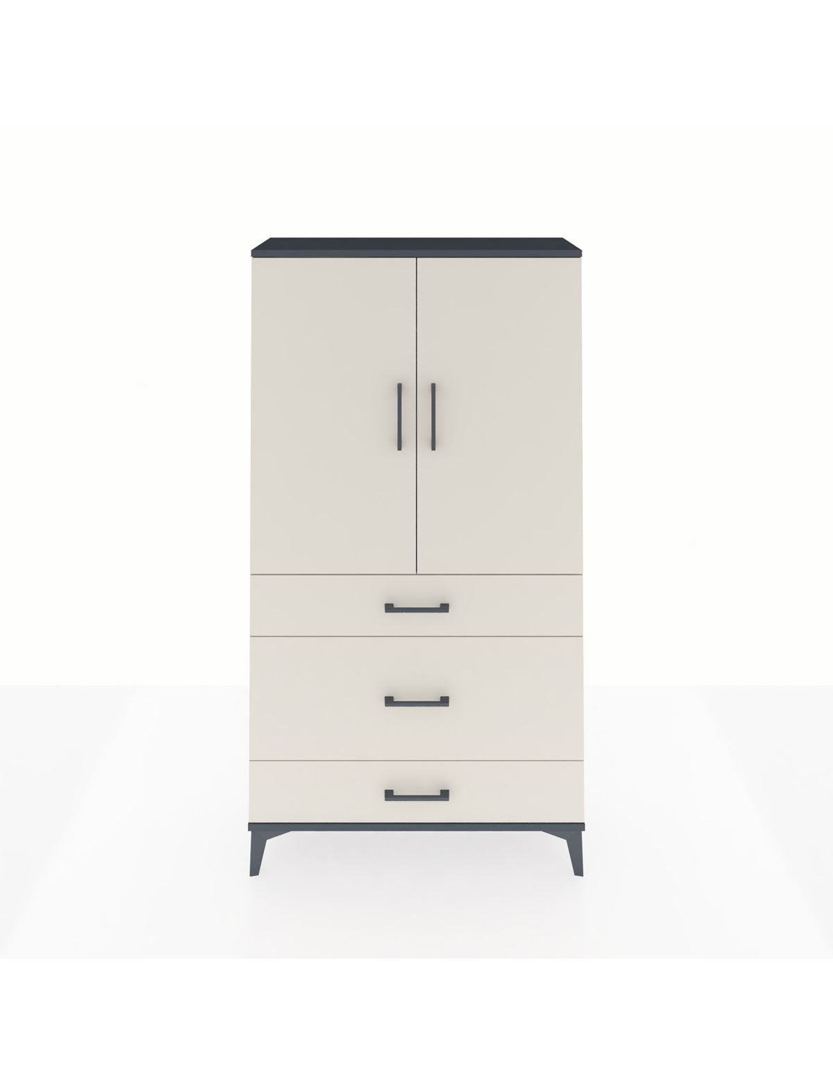 Arges Dolap Tek Raflı 3 Çekmeceli Tek Askılı 88x30x163 Antrasit-Aytaşı