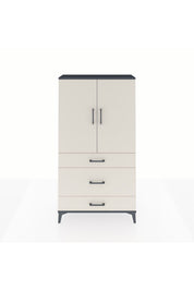 Arges Dolap Tek Raflı 3 Çekmeceli Tek Askılı 88x30x163 Antrasit-Aytaşı