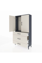 Arges Dolap Tek Raflı 3 Çekmeceli Tek Askılı 88x30x163 Antrasit-Aytaşı